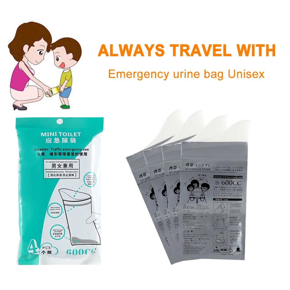 Disposable Emergency Urine Bags 600ml – Portable Travel Toilet for Men, Women & Kids (4–40pcs)