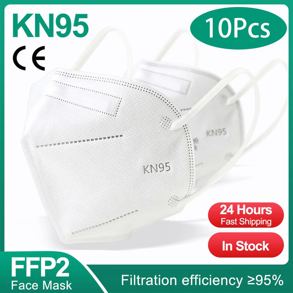 FFP2/KN95 Black Face Masks – 5-Layer CE Approved Respirator for Adults (10–200pcs)