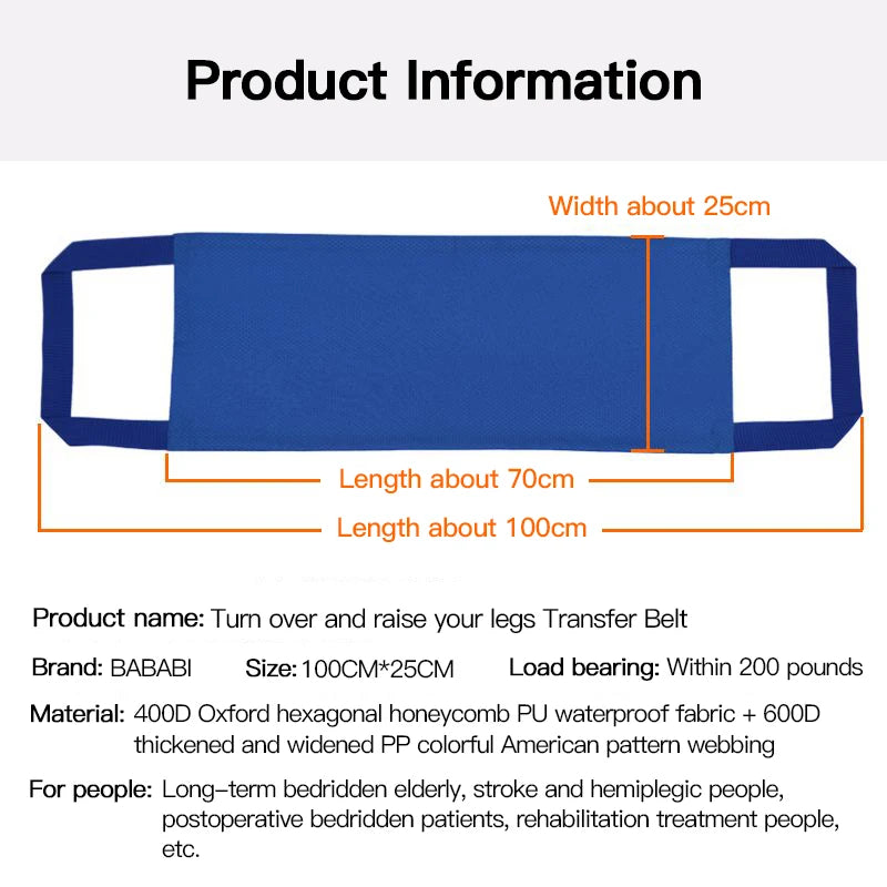 Elderly & Disabled Transfer Belt – Nursing Shift Pad & Turn Over Aid for Bedridden Patient Mobility