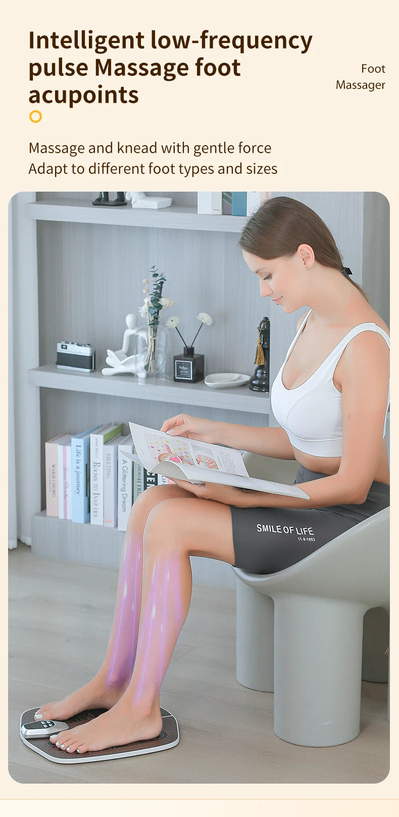 JianYouCare EMS Foot Massager Pad – USB Rechargeable Muscle Stimulator with Remote Control for Blood Circulation & Acupoint Massage
