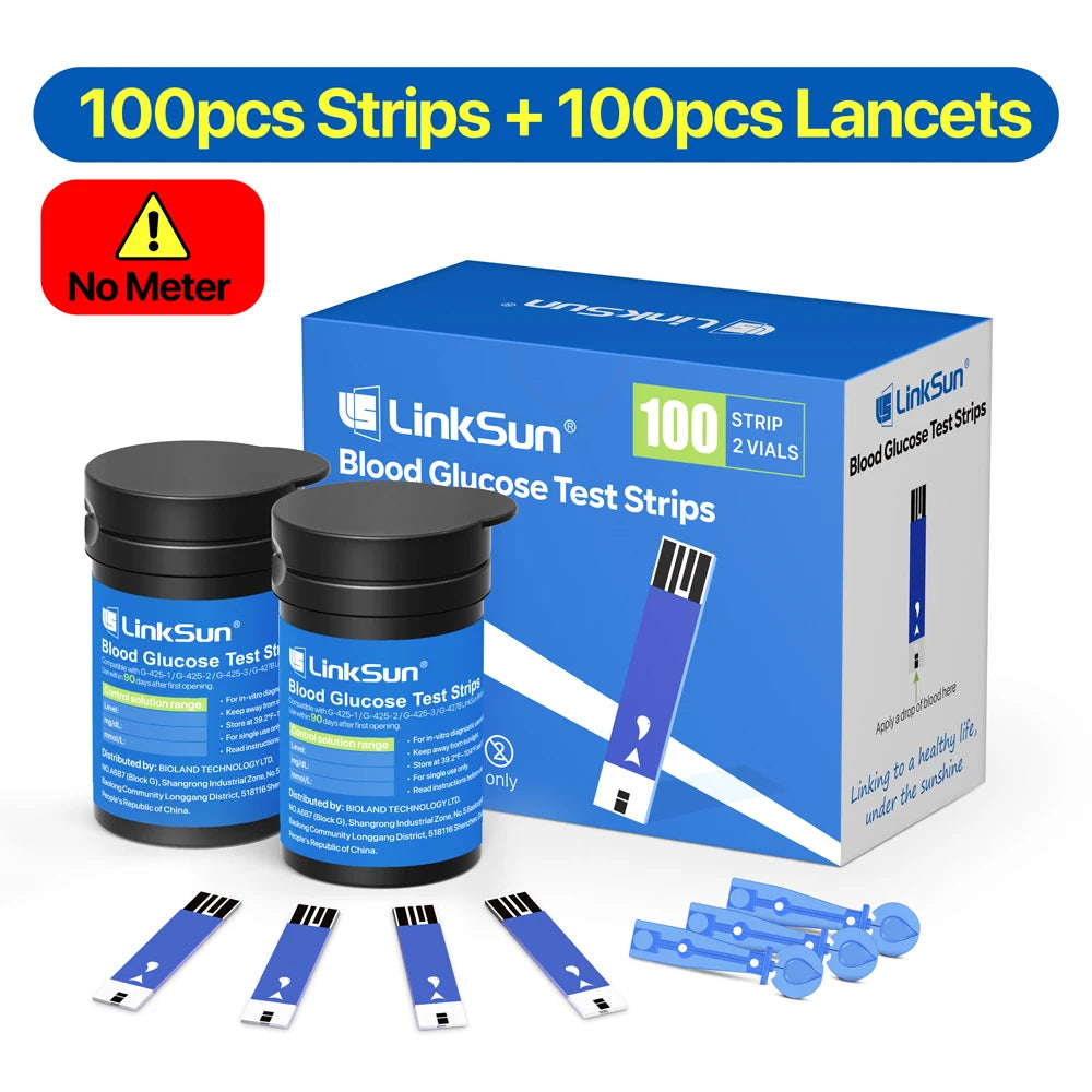 LinkSun G‑425‑3 Blood Glucose Meter Kit – No‑Coding, Large Display, Includes 10/50/100 Strips & Lancets
