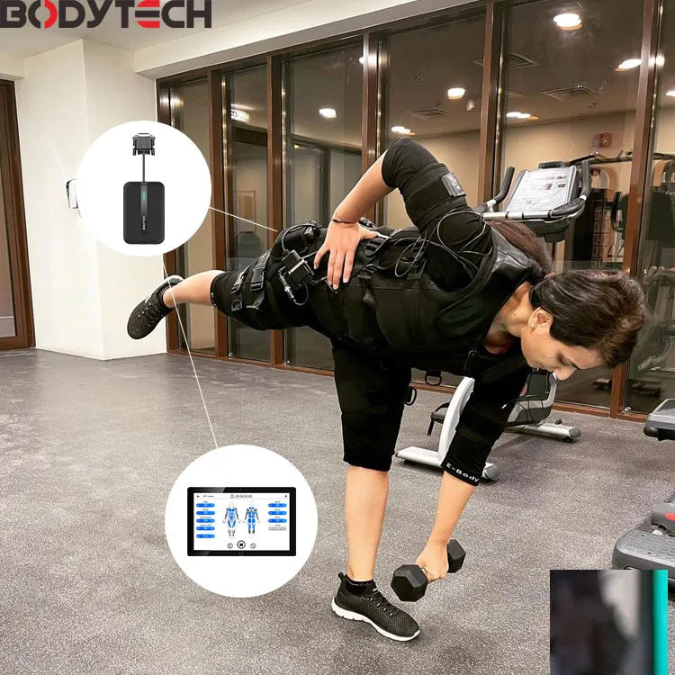Wireless Smart EMS Fitness Suit – Removable Electro Muscle Stimulator for Back Pain Relief & Weight Loss