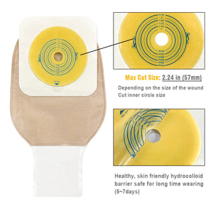 Two-Piece Colostomy Bag Set with Clamp Clips – 10 or 15 Bags + 6 Barriers for Ostomy Patient Care