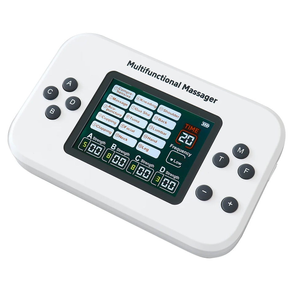 Electric 30 Levels Physiotherapy Machine 4 Output TENS Multifunctional Massager EMS Vibration Nerve Stimulator Relax 8pcs Pads