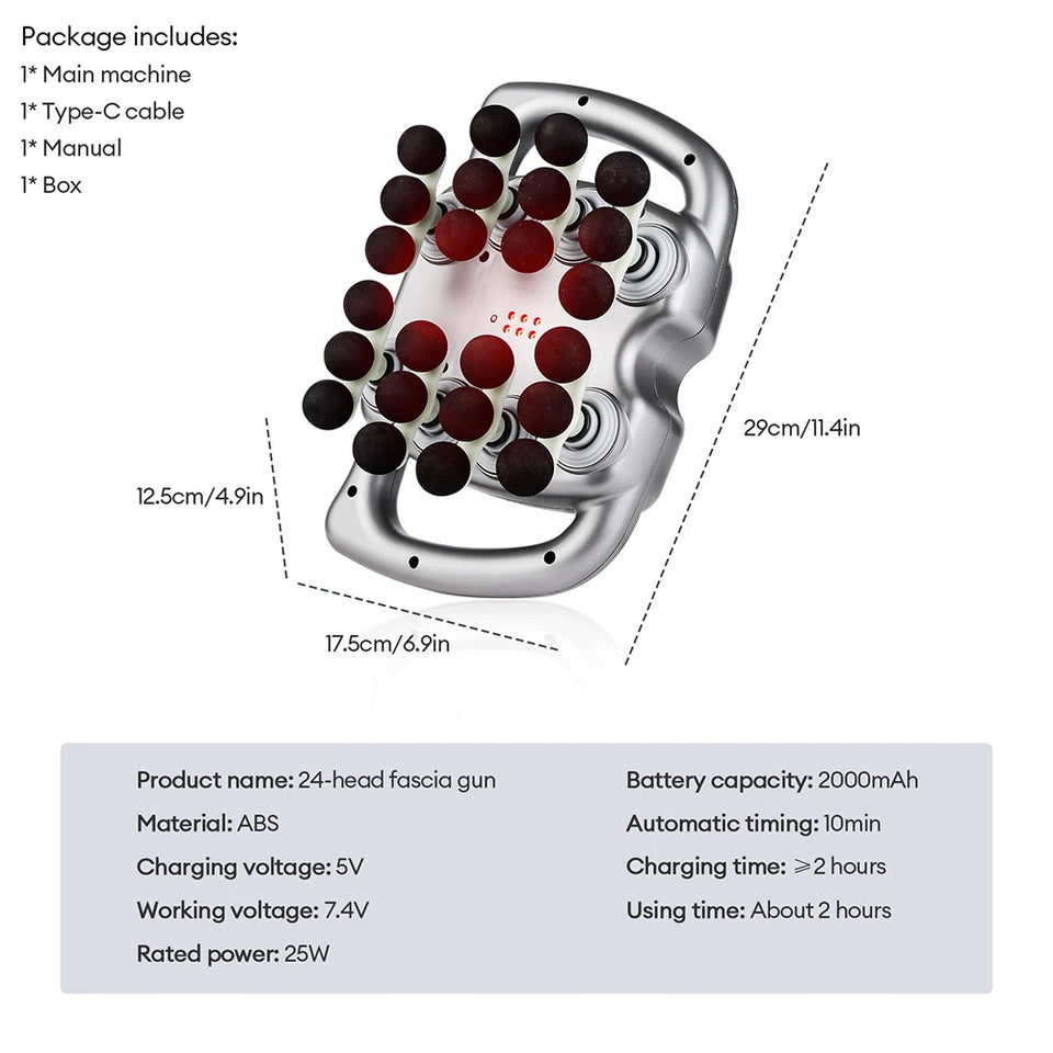 42-Head Fascia Massage Gun – High-Frequency Muscle Massager for Back, Neck, Shoulder & Waist Relief