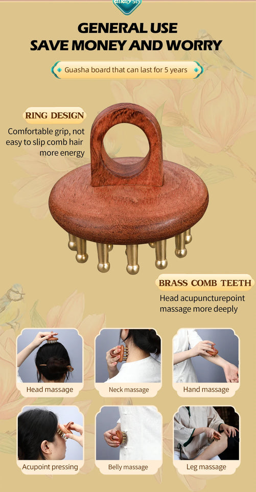 Meridian Therapy Treatment Tools 19-Teeth Scalp Massager Comb  for Skin Scraping and Head Relaxation