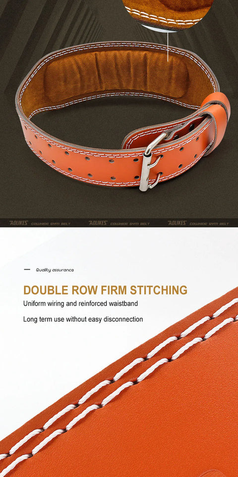 AOLIKES Cowhide Weightlifting Belt – Lumbar Support Gym Belt for Squats & Bodybuilding