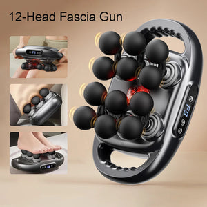 12-Head Fascia Massage Gun – High-Frequency Deep Tissue Muscle Massager