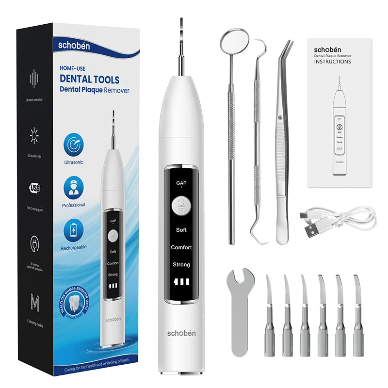 Schoben Ultrasonic Dental Scaler – Electric Tooth Cleaner for Tartar, Plaque & Stain Removal