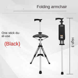 Foldable Walking Stick with Seat – Multi-Functional Non-Slip Crutch Chair for Elderly & Outdoor Use
