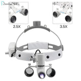 Dental Surgical Loupes with LED Headlight – 2.5X/3.5X Binocular Magnifier with Adjustable 5W Lamp
