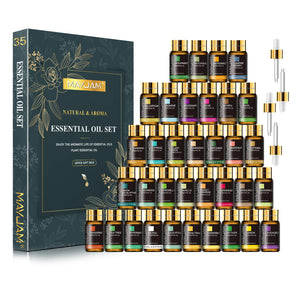 MAYJAM 35-Piece Essential Oil Set for Diffusers, Candle Making, Massage & Aromatherapy Gift Box