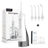 D52 Portable Oral Irrigator & Dental Water Flosser – 300ML, 4 Jet Tips, USB Rechargeable