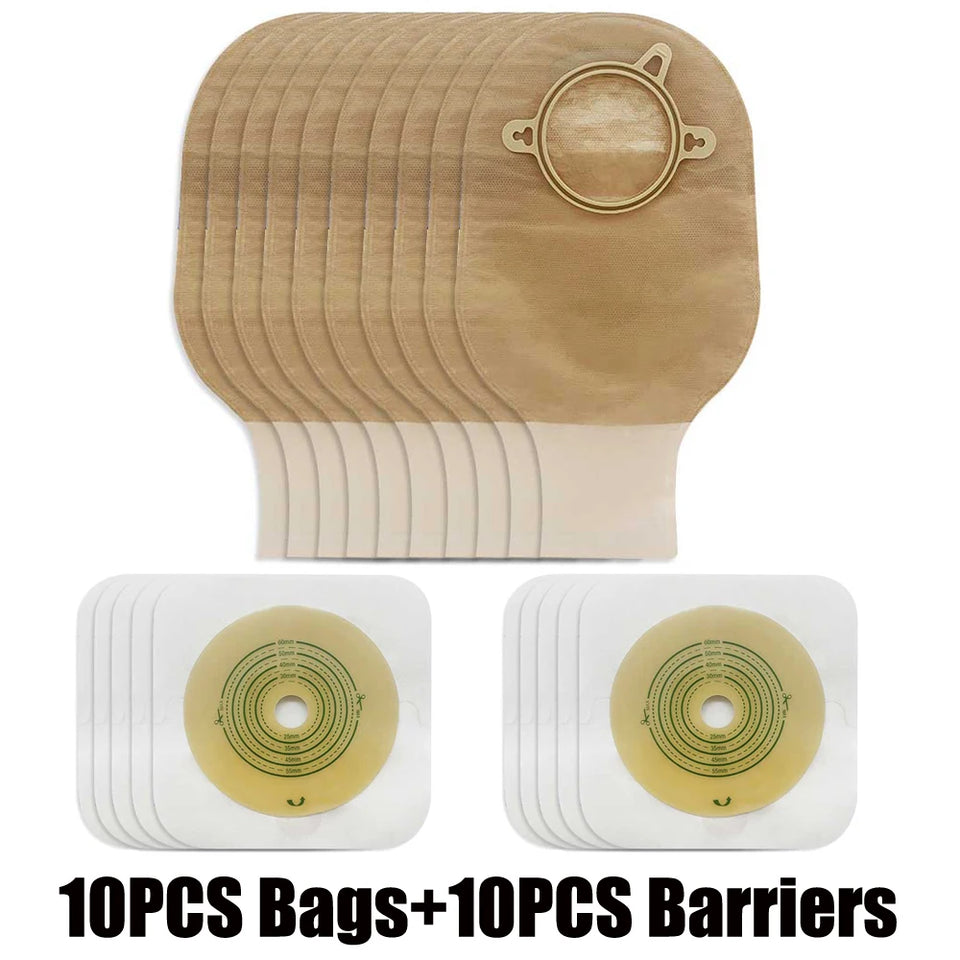 Open Clip Ostomy Bags – Two-Piece Drainable Colostomy & Ileostomy Pouches with Hoop & Loop Closure for Stoma Care