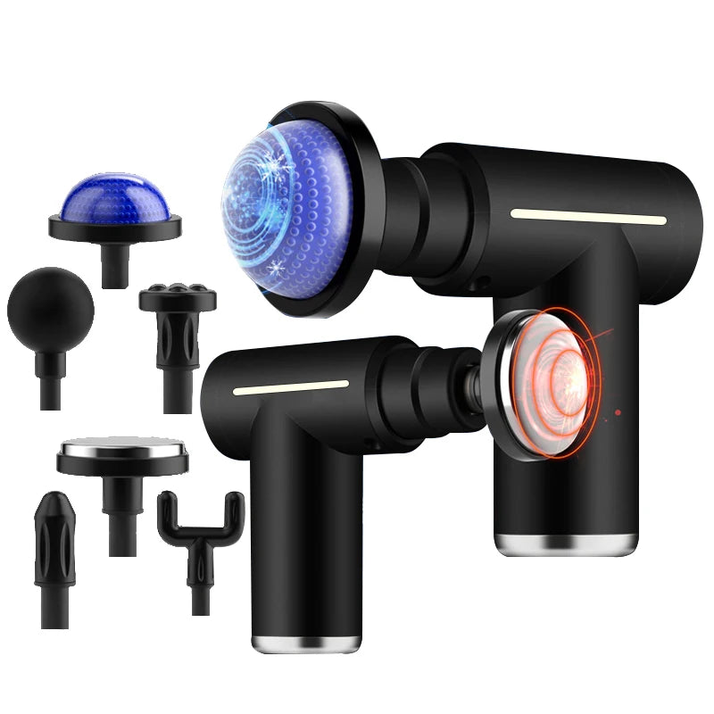 Professional Muscle Massage Gun – 6-Head Fascia Massager with Hot & Cold Compress