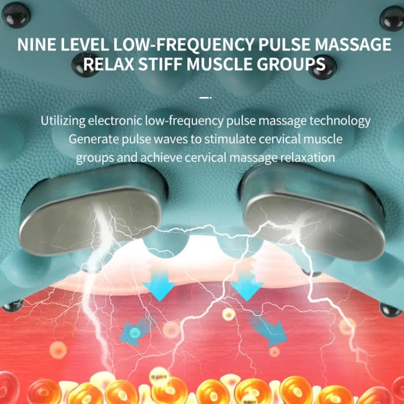 Multi Functional Vibration Massage Pillow Home Electric Neck Curvature Straightening Hot Compress Pulse Cervical Massage Pillow