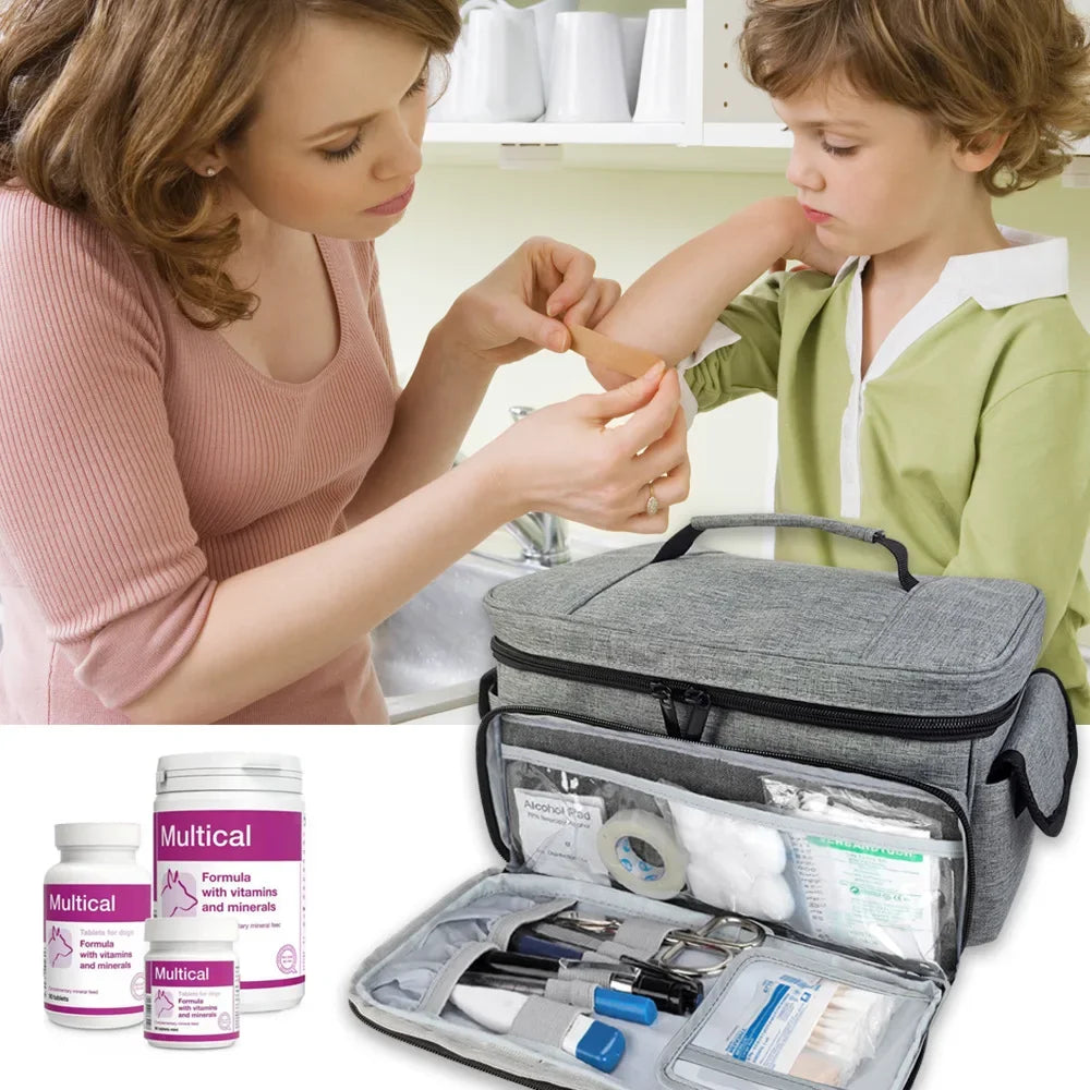 Travel First Aid Kit Bag – Layered Medical Storage Organizer for Home, Car & Outdoor Use