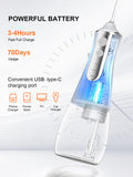 Cordless Portable Water Dental Flosser – Rechargeable Oral Irrigator with 260ML Tank, 4 Modes & 4 Replaceable Nozzles