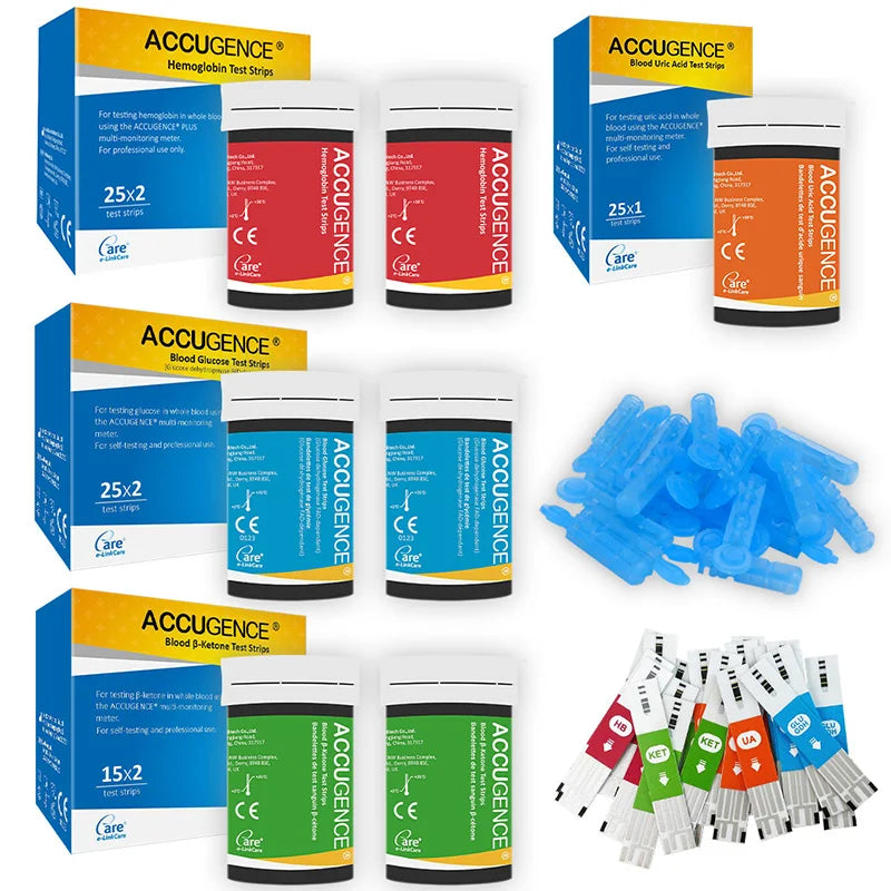 4-in-1 Blood Test Strips for PM800 Meter – Glucose, Ketone, Uric Acid & Hemoglobin