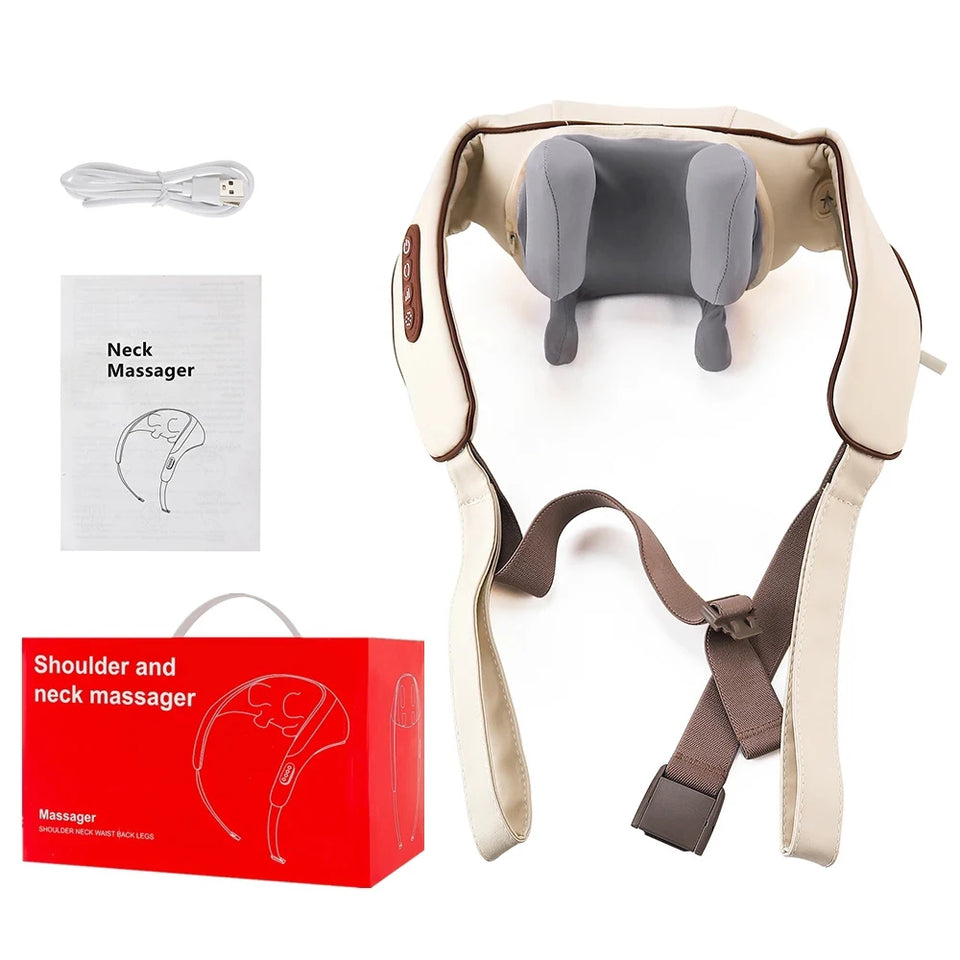 Foreverlily Wireless Neck and Shoulder Massager – Heated Kneading Massage Shawl