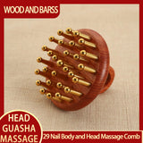 10-Teeth Copper & Wood Massager Comb for Head Meridian Therapy and Relaxation