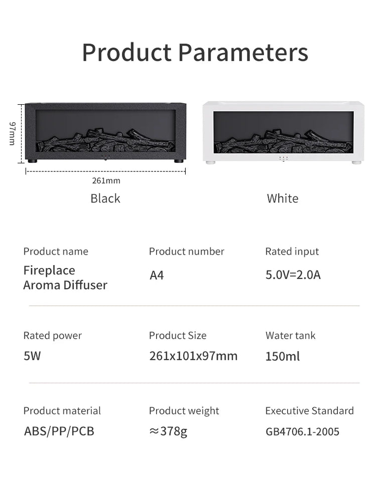 Colorful Flame Aroma Diffuser – 150ml Waterless Air Humidifier with Remote & Timer