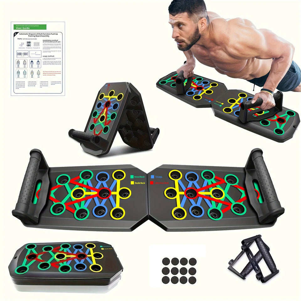 Portable Folding Push-Up Board – Multi-Functional Anti-Slip Fitness Mat with Handles for Chest, Arms & Core