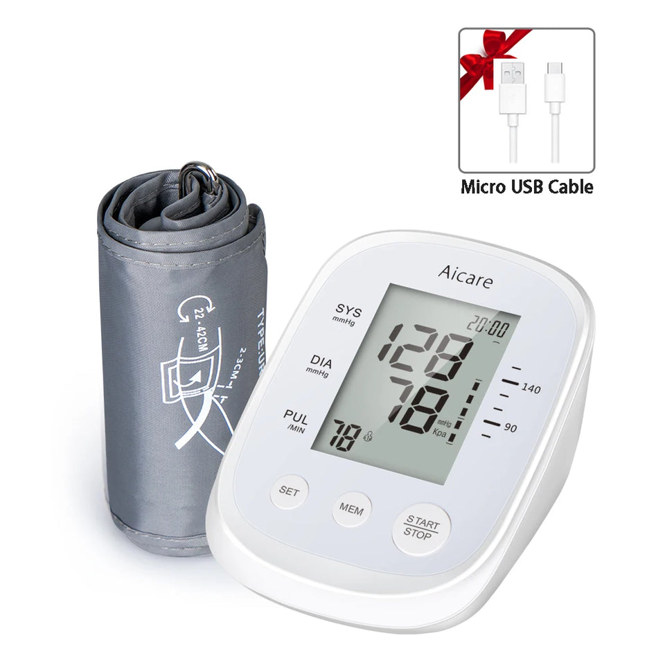 AICARE Automatic Upper Arm Blood Pressure Monitor – Digital BP Machine with Pulse Detection
