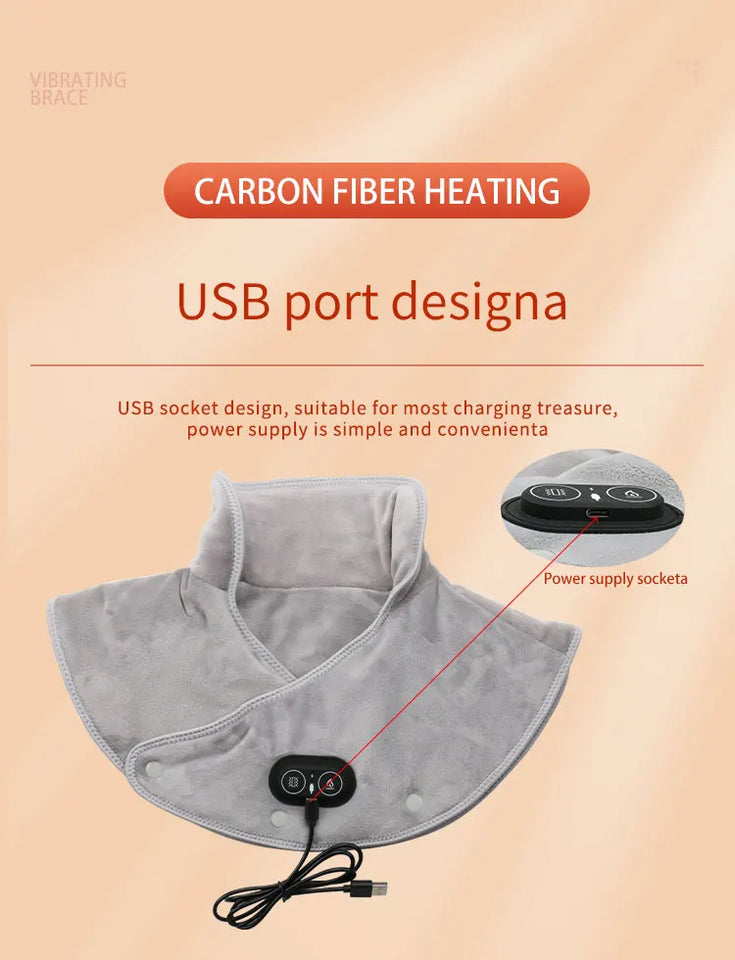 Electric Heating Neck & Shoulder Pad – Thermal Compress Vibration Shawl with 3 Heat Levels