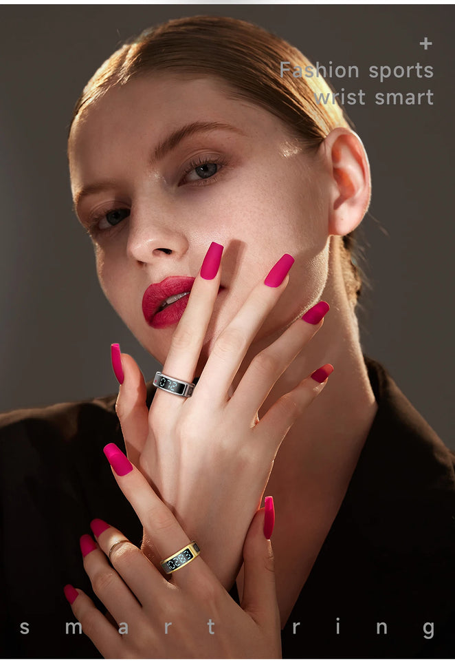 2025 SR08 Smart Ring – LED Display, Heart Rate & SpO₂ Monitor, 5ATM Waterproof Fitness Ring for Men & Women