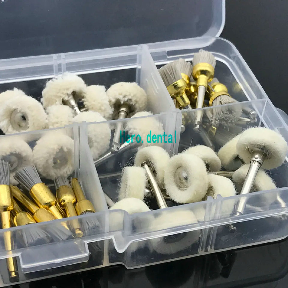80PCS Dental Prophy Polishing Brush Cups – Alumina, Nylon, Cotton Wool, and Felt Wheels for Professional Dental Cleaning