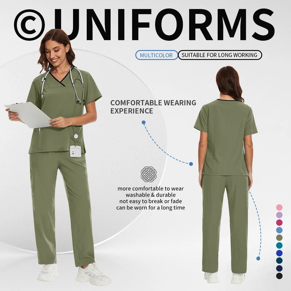 Women’s Medical Nurse Scrubs Set – Unisex Hospital, Clinic, Surgical & Spa Uniforms for Healthcare Professionals