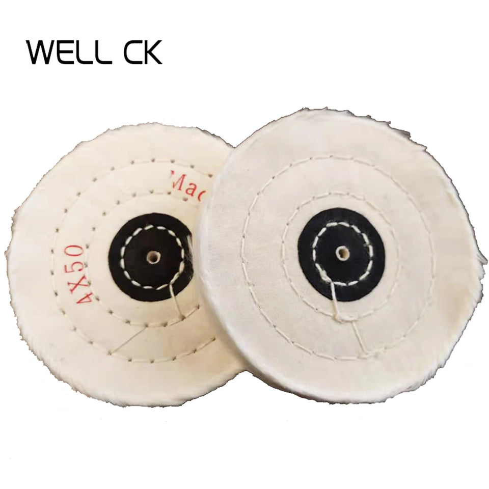 Dental Lab Polishing Buff Brush Wheel – Soft White Cotton, 100mm (4 Inch), 50-Ply Muslin for Dental Polishing