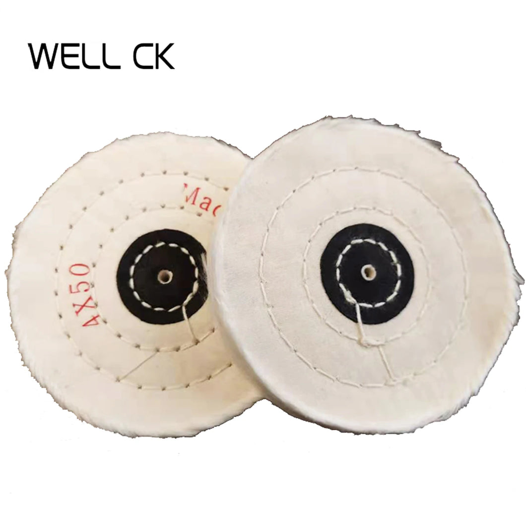 Dental Lab Polishing Buff Brush Wheel – Soft White Cotton, 100mm (4 Inch), 50-Ply Muslin for Dental Polishing