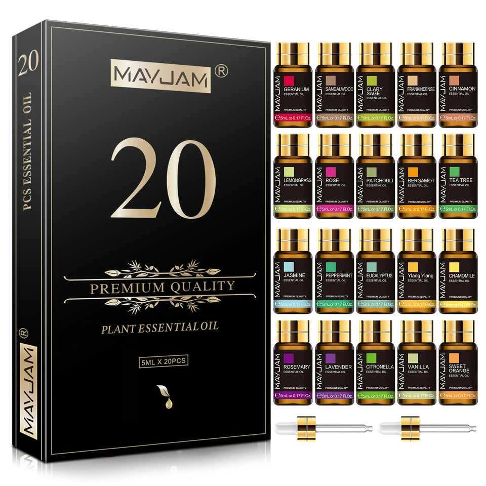 Optimized Product Name: MAYJAM 20-Piece Pure Natural Essential Oils Gift Set – Sandalwood, Lemongrass, Lavender, Bergamot, Eucalyptus, Rosemary & More