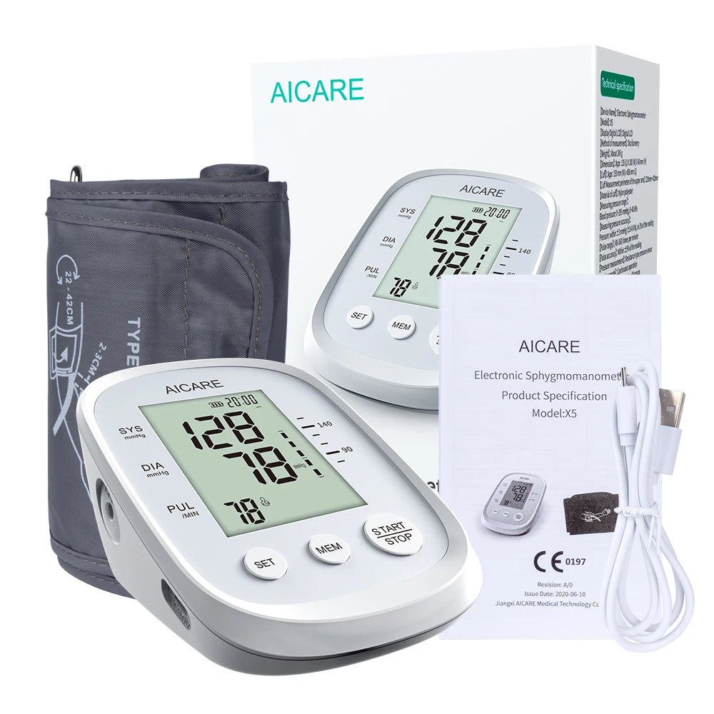 Aicare Digital Upper Arm Blood Pressure Monitor – Automatic BP & Pulse Rate Tracker with Large Adjustable Cuff