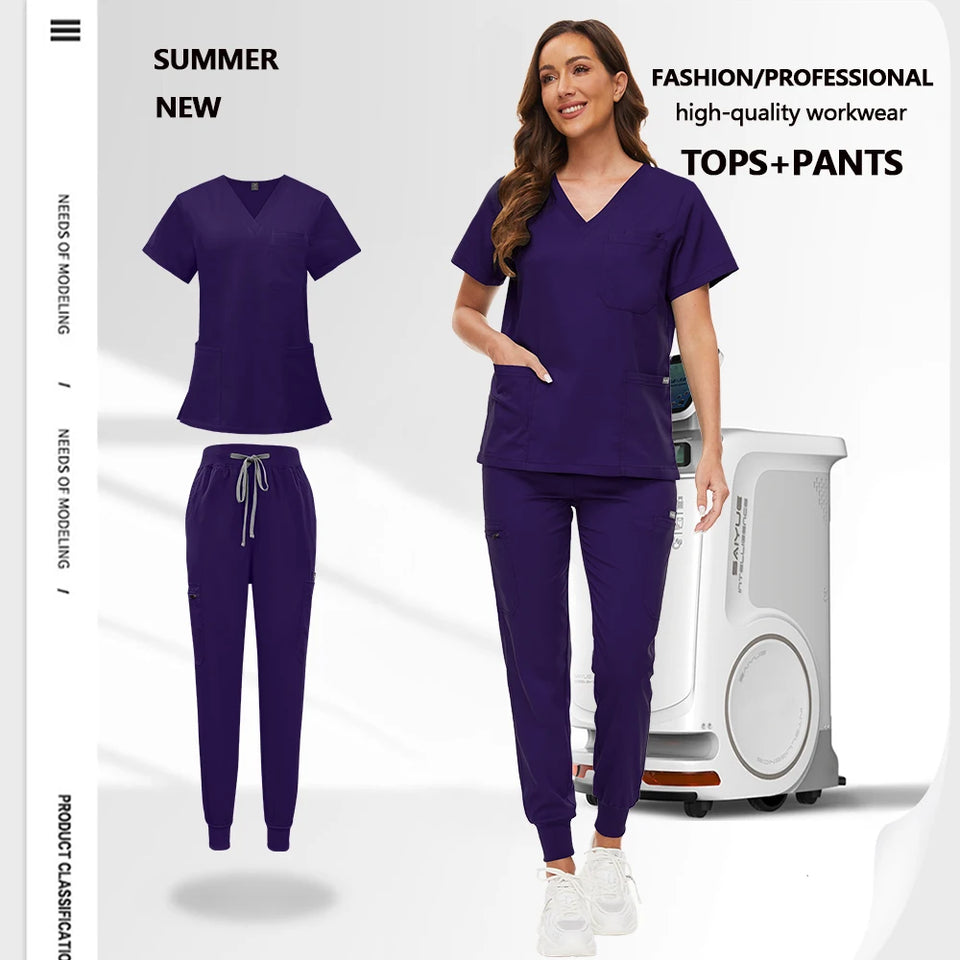 Unisex Medical Scrub Set with Pockets – Jogger-Style Nurse & Doctor Uniform for Clinical, Surgical & Veterinary Work