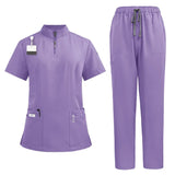 Unisex V-Neck Short Sleeve Medical Scrub Set for Hospital & Dental Work