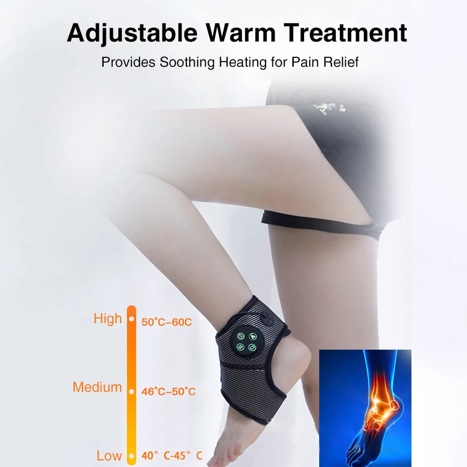 Electric Foot Ankle Massager Heating Foot Compress Vibration Relaxation Brace Belt Plantar Joint Sprain Ankle Support Massager