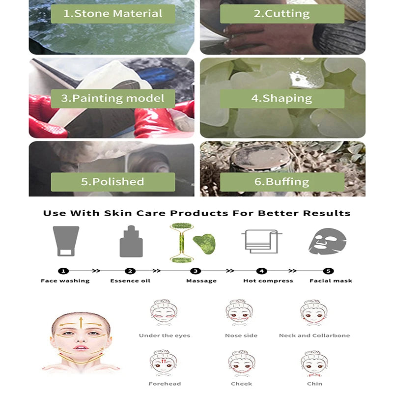Natural Jade Face Massager Gua Sha Stone Face  Guasha Masaje Facial Board Acupoint Eye Care SPA Massager Tool massage visage