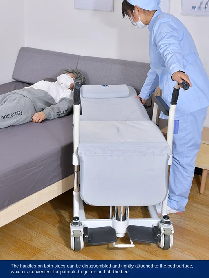 2-in-1 Bed Fold Chair with Hydraulic Lift – Paralyzed & Disabled Elderly Nursing Transfer Chair with Walker Support