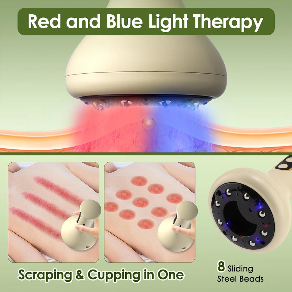 Smart Cupping Massage Machine with Red Light & Heating – 9-Level Vacuum Suction for Body Therapy & Cellulite Relief