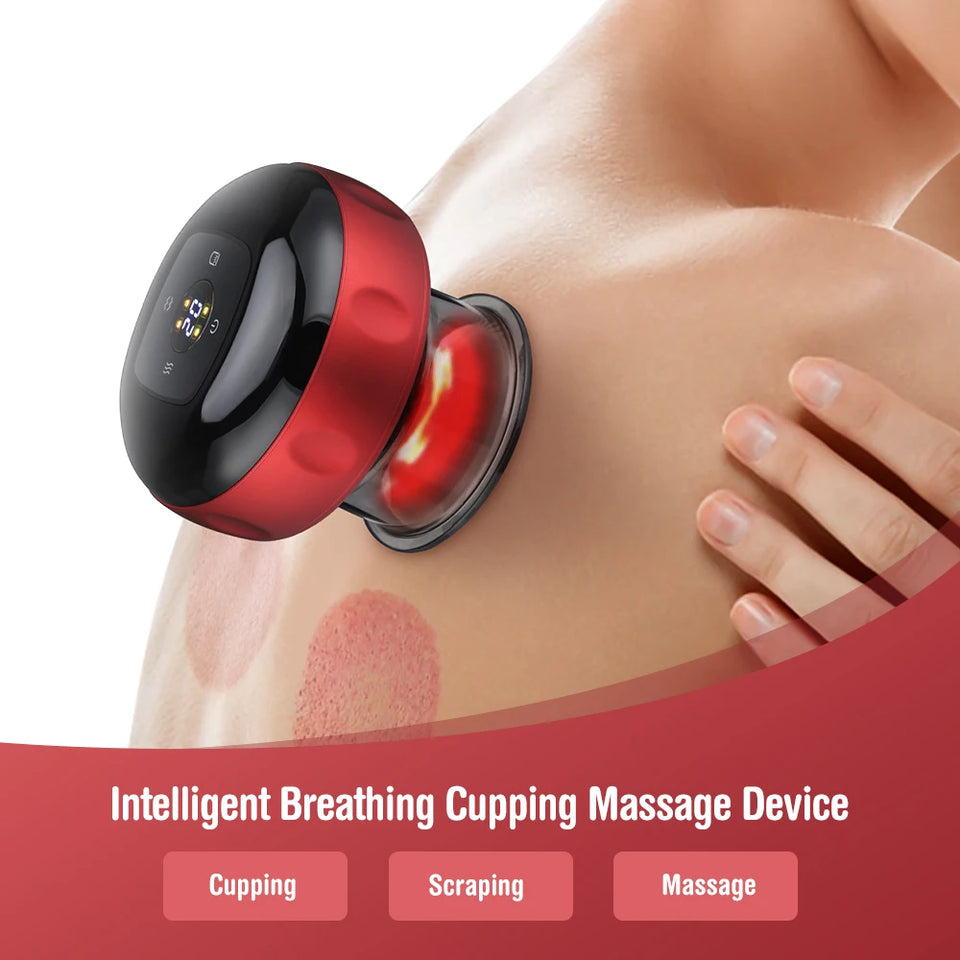 Smart Electric Vacuum Cupping Massager – Heating Suction Cup Device for Body, Back, Neck & Arms