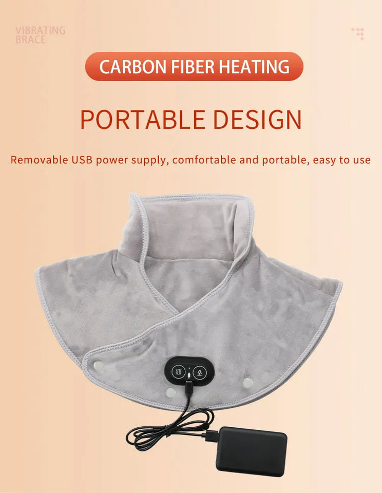 Electric Heating Neck & Shoulder Pad – Thermal Compress Vibration Shawl with 3 Heat Levels