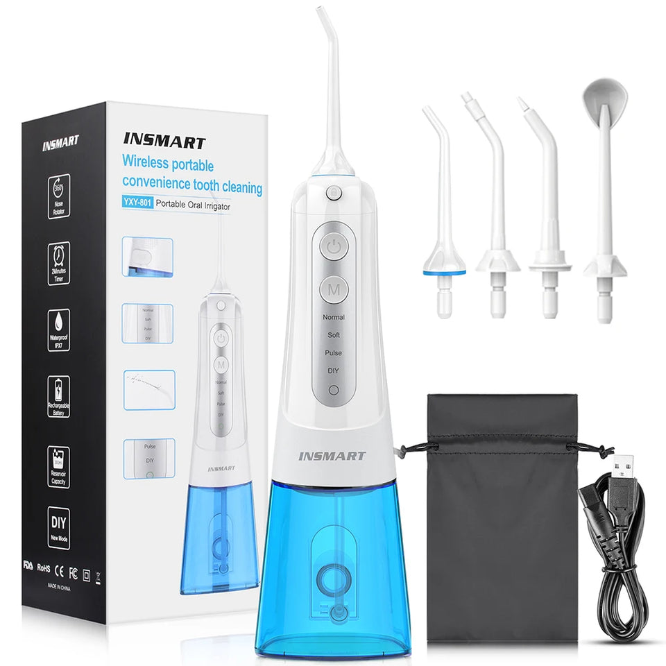 INSMART Portable Oral Irrigator & Dental Water Flosser – 300ML Teeth Cleaner