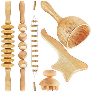 6-in-1 Wood Therapy Massage Roller – Lymphatic Drainage & Anti-Cellulite Massager