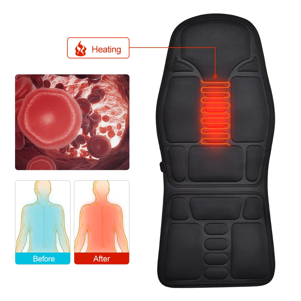 Electric Massage Chair Pad Heating Vibrating Full Body Back Massager Car Chair Cushion Home Office Lumbar With Remote Controls