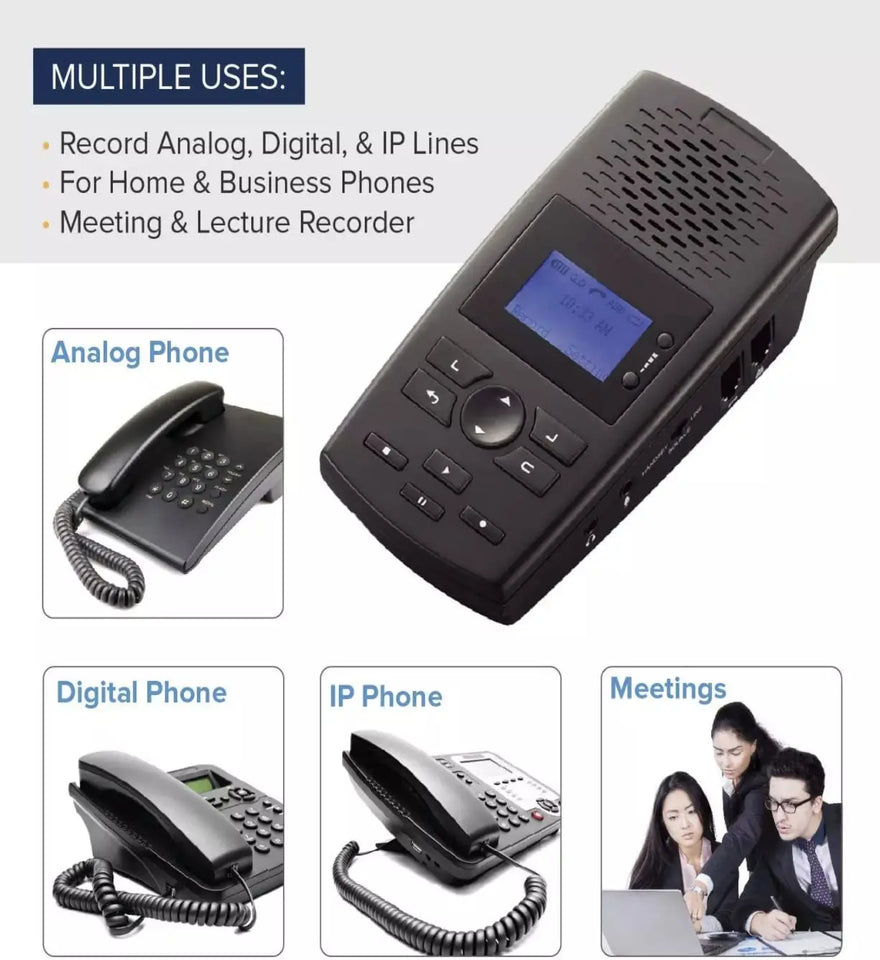 AR100/AR120 Automatic Landline Call Recorder – Analog, IP & Digital Lines with Standalone SD Storage