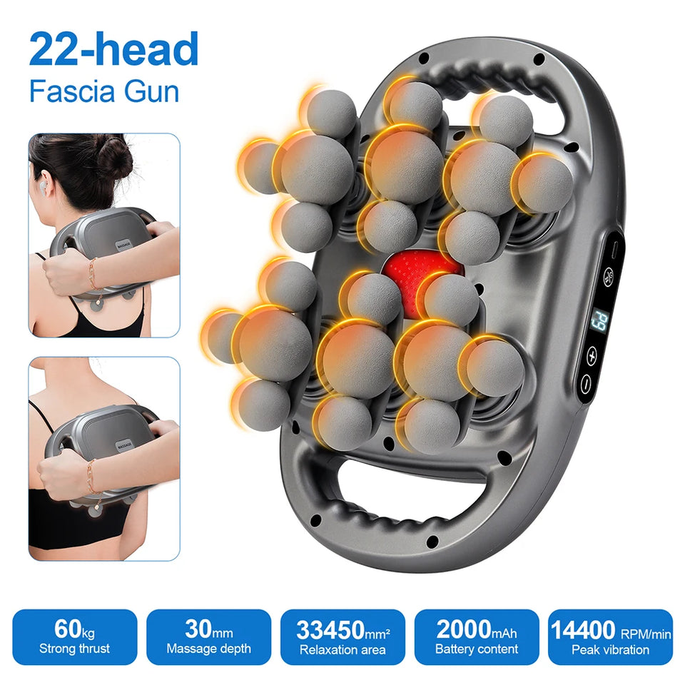 42-Head Fascia Massage Gun – High-Frequency Muscle Massager for Back, Neck, Shoulder & Waist Relief