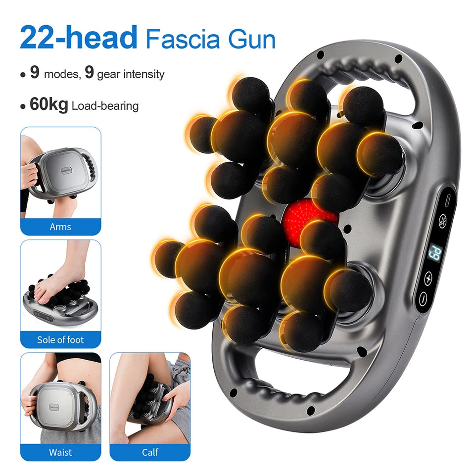 22-Head Fascia Massage Gun – High-Frequency Deep Tissue Massager for Back, Neck, Shoulder & Waist